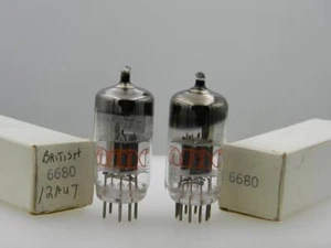 Rare Pair RFT Germany 6680 12AU7A Labeled "AMC Great Britain" Serious Tubes D32 - Picture 1 of 4