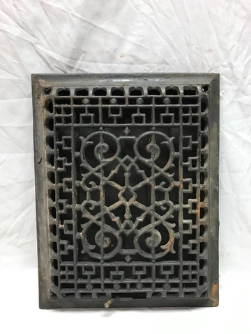 Antique Vintage Cast Iron Victorian Wall Register Heat Grate 9x12 Old 960-23B Cover