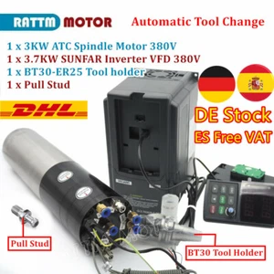 DE→ES|CNC 3KW 380V ATC BT30 Water Cooled Spindle Automatic Tool Change+3.7KW VFD - Imagen 1 de 14
