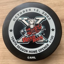 ALBANY RIVER RATS AHL OFFICIAL GAME HOCKEY PUCK 2002 HOME OPENER 10th SEASON