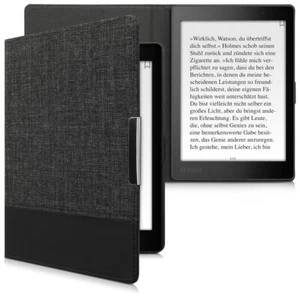 Étui folio en toile cuir PU mince pour Kobo Aura ONE - Photo 1/7