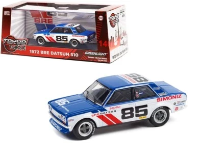 1/43 Greenlight BRE 1972 Datsun 510 #85 Bobby Allison Diecast Blanco Azul 86345 Foto 1 de 2