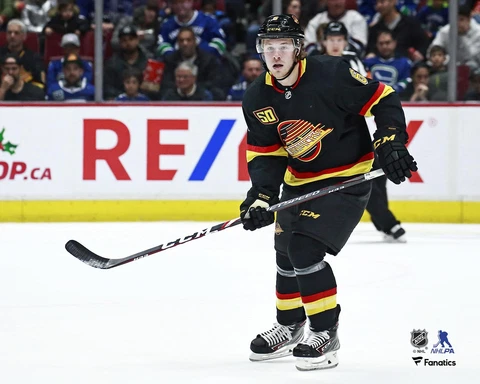Brock Boeser Vancouver Canucks Black Alternate Jersey Skating 8" x 10" Photo Cover