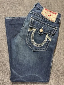 Pantalones de mezclilla True Religion Rainbow Ricky para hombre talla 34 azul EE. UU. Y2K bolsillos con solapa - Imagen 1 de 6
