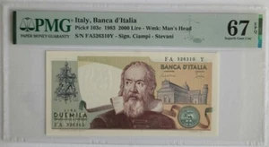1983 Italy 2000 Lire Banca d'Italia Pick# 103c PMG 67 - Picture 1 of 4