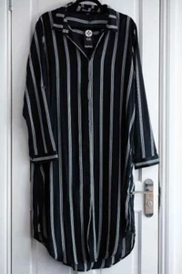 Boohoo Striped Black Shirt Dress UK 20/US 16 - Picture 1 of 6
