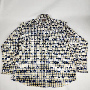 Barn Fly Mens Long Sleeve Shirt Pearl Snap Yellow Blue Cowboy Pattern Sz Small - Picture 1 of 7