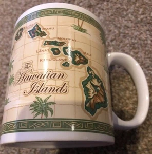 The Hawaiian Islands Map Island Treasures Kaffeetasse Becher Vintage Kaua'i O'ahu - Bild 1 von 6