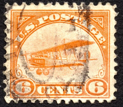 US 1918 6¢ Airmail Stamp #C1 Used CV $28 - Image 1 of 2