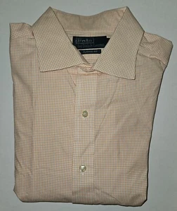 Polo Ralph Lauren Orange Check Spread Collar XL 17.5 32/33 Dress Shirt - Picture 1 of 10
