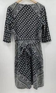 prAna Belladonna Faux Wrap Dress Black Gray print Soft Outdoor size M - Picture 1 of 9