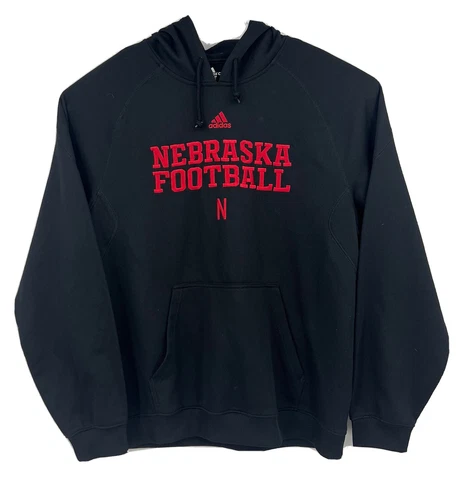 Adidas Nebraska Huskers Football Hoodie Mens XL Black Cover
