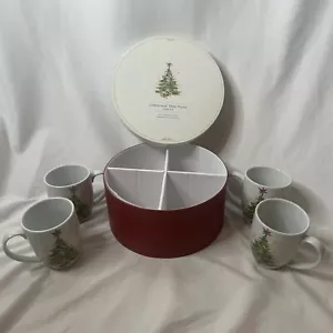 Pottery Barn Weihnachtsbaum Kaffee Gobelet Tassen 4er Set mit Box - Bild 1 von 11