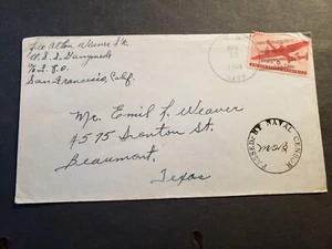 USS GANYMEDE AK-104 Naval Cover 1944 Censored WWII Sailor's Mail - Picture 1 of 2