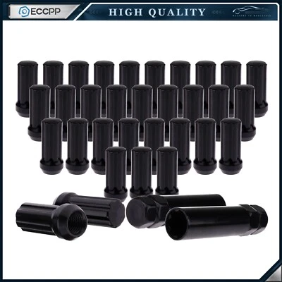 32 M14x2 Spline Lug Nuts Black +2 Keys Fits Ford F250 F-350 Super Duty Excursion - Imagem 1 de 4