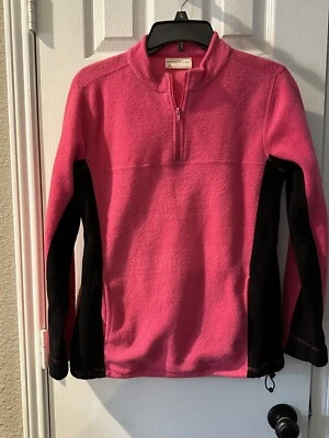 Pullover polar Bobbie Brooks rosa negro mediano 8-10 1/4 cremallera invierno informal Foto 1 de 4