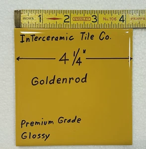 1 pc. Goldenrod: Glossy Ceramic Tile by Interceramic Co. 4-1/4" Dark Gold, NEW - Picture 1 of 15