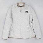 Eddie Bauer Sweater Womens Extra Large Heathered Gray Snap Neck Quilted Pullover