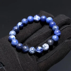 Brazalete elástico curativo cuentas redondas lisas de piedras preciosas de sodalita azul 6-8 mm 6-8" - Imagen 1 de 12