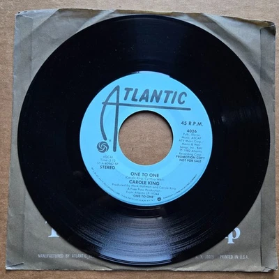 CAROLE KING One To One DJ PROMO POP 45 7" Record Vinyl Records - Image 1 of 2