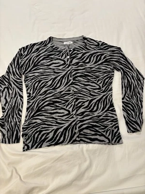 Cárdigan para mujer talla S Calvin Klein botón delantero negro/gris cebra nuevo con etiquetas  Foto 1 de 4