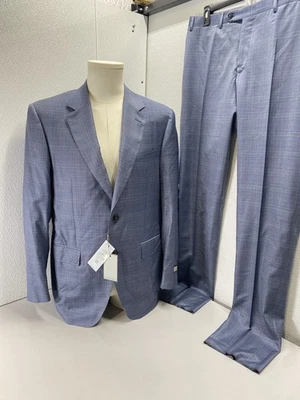 Canali Mens Elegant Fade Check Wool Suit Set Size 44R/37 Blue - Image 1 of 4