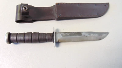 Cuchillo de hoja fija de supervivencia Camillus NY con funda de cuero militar EE. UU. - ENVÍO GRATUITO Foto 1 de 4