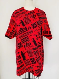 Red Hawaiian Graphic 2019 Cotton Tee Shirt Size L - Bild 1 von 4