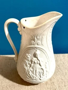 Antigua jarra inglesa de la década de 1860 esmaltada con sal moldeada para dormir 7" usada en excelente estado - Imagen 1 de 17