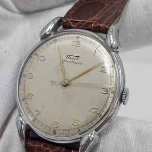 TISSOT Antimagnetico -16 Gioiello Cal.27-JUMBO 37mm-ALETTE RAGNO anni 40 Militare  - Foto 1 di 15