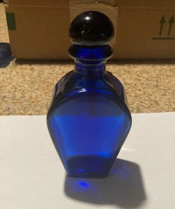 Vintage kobaltblau Parfüm Flakon (Strohhalmspuren) schön - Bild 1 von 5
