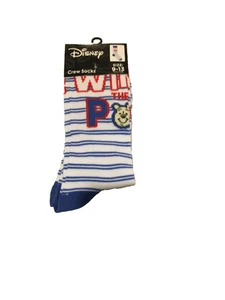 Calze Disney WINNIE THE POOH Crew a righe 1 paio adulto taglia 9-13 nuove con etichette - Foto 1 di 4