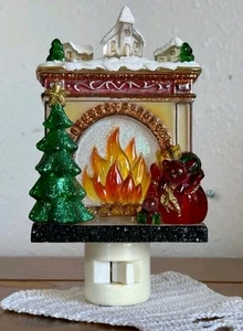 Vintage Costco Steck Glitzer Weihnachtskamin Nachtlicht gebraucht - Bild 1 von 2