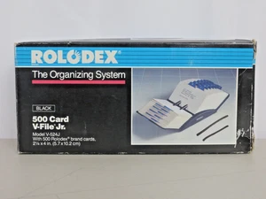 Rolodex Card File Metal Base With Blank Cards Vinyl Cover Tabs VTG Model V-524J - Picture 1 of 4