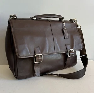 Coach F70666 Lexington valigetta in pelle marrone borsa per laptop messenger - Foto 1 di 14