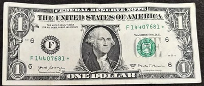 2017 A Atlanta $1 Bill Star Note ⭐️ Double Pair Fancy Numbers Note - Image 1 of 2