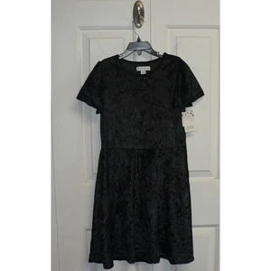 Harper Canyon Girls Short Flutter Sleeve Velvet Dress in Black Large 10/12 - Picture 1 of 4