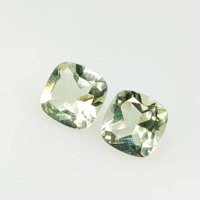2.70 Ct Natural Green Amethyst High Luster Cushion Cut Pair - 8332 - Image 1 of 2
