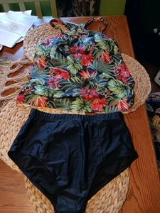 GRACE KARIN Tankini Swimsuits 2 Piece Set Tropical Floral size XL - Picture 1 of 6