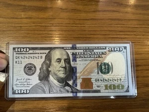 100 Dollar 2021 Repeater Serial Number 42424242 Gem UNC_LDP Shop. - Picture 1 of 4