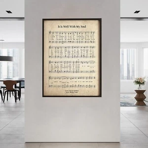 It Is Well With My Soul Vintage Wall Art Print, Church Hymn Religious Poster - Picture 1 of 4
