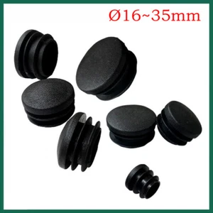 Black Domed Round Plastic Blanking End Cap Tube Pipe Inserts Plug Bung Ø16~35mm - Picture 1 of 11