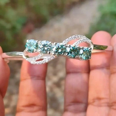 Сертифицированный шикарный браслет с голубыми бриллиантами 5 карат серебро 925 пробы - Изображение 1 из 4