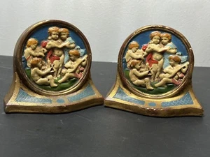 VINTAGE Babies CUPID CHERUB BOOKENDS Chalk Wear - Picture 1 of 12