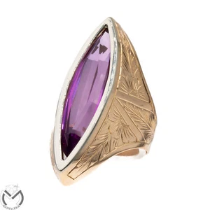 Anello oro rosa vintage 9 kt Ametista -223/VE- - Foto 1 di 5