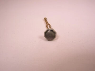 SINGLE(1) 1/4" Gray Octagon MOP Gold Plated Vintage Formal Tux Shirt Stud c127 - Image 1 of 4