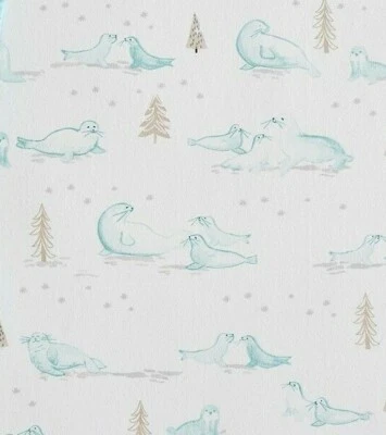  Pottery Barn Kids WINTER SEAL Fitted Crib Sheet Flannel Cotton SEALED Organic  - Image 1 of 2