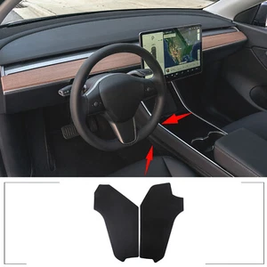 2PCS ABS Black Gear Shift Side Anti-Kick Pad Cushion Mat For Tesla Model Y - Picture 1 of 7