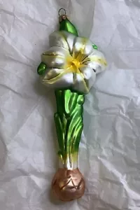 The Museum Collection Hand Blown Glass Poland Amaryllis Flowering Bulb Ornament - Picture 1 of 8