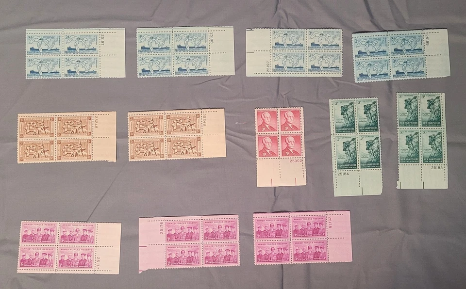1955 US Postage Plate Block Lot (12 Total) Scott #1067-1069, 1071, 1072 MNH - Image 1 of 4